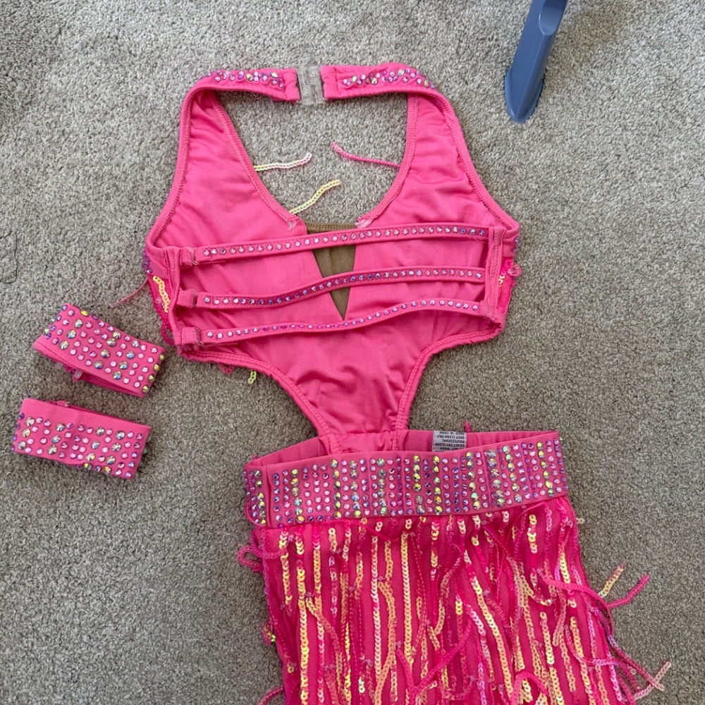 Glamour Costume - Hot Pink Sequin Fringe Jumpsuit - Picture 2 of 4
